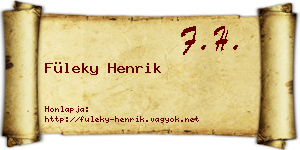 Füleky Henrik névjegykártya