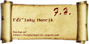 Füleky Henrik névjegykártya